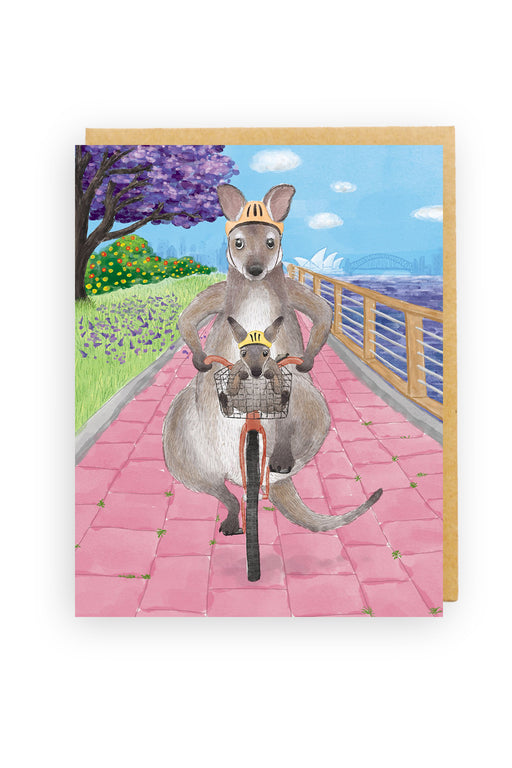 Squirrel Design Studio-Cycling Wallabies - Greeting Card-Mott and Mulberry