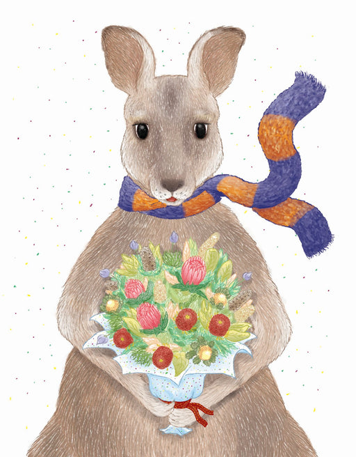 Squirrel Design Studio-Kangaroo Bouquet - Greeting Card-Mott and Mulberry