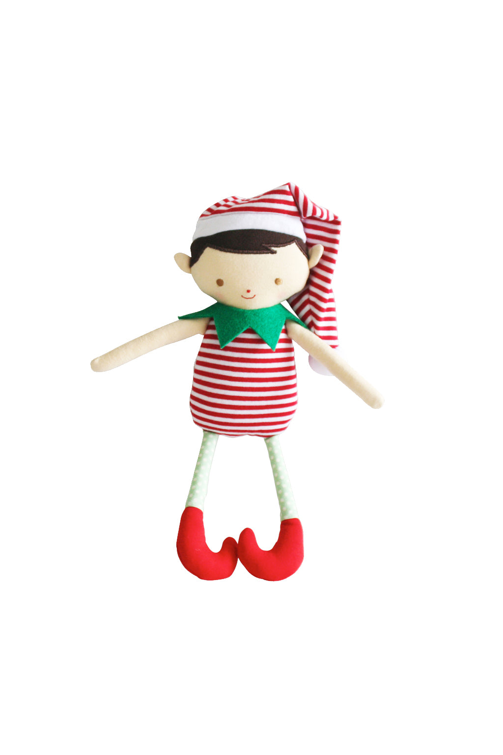 Alimrose-Cheeky Boy Elf Rattle Red 26 cm-Mott and Mulberry