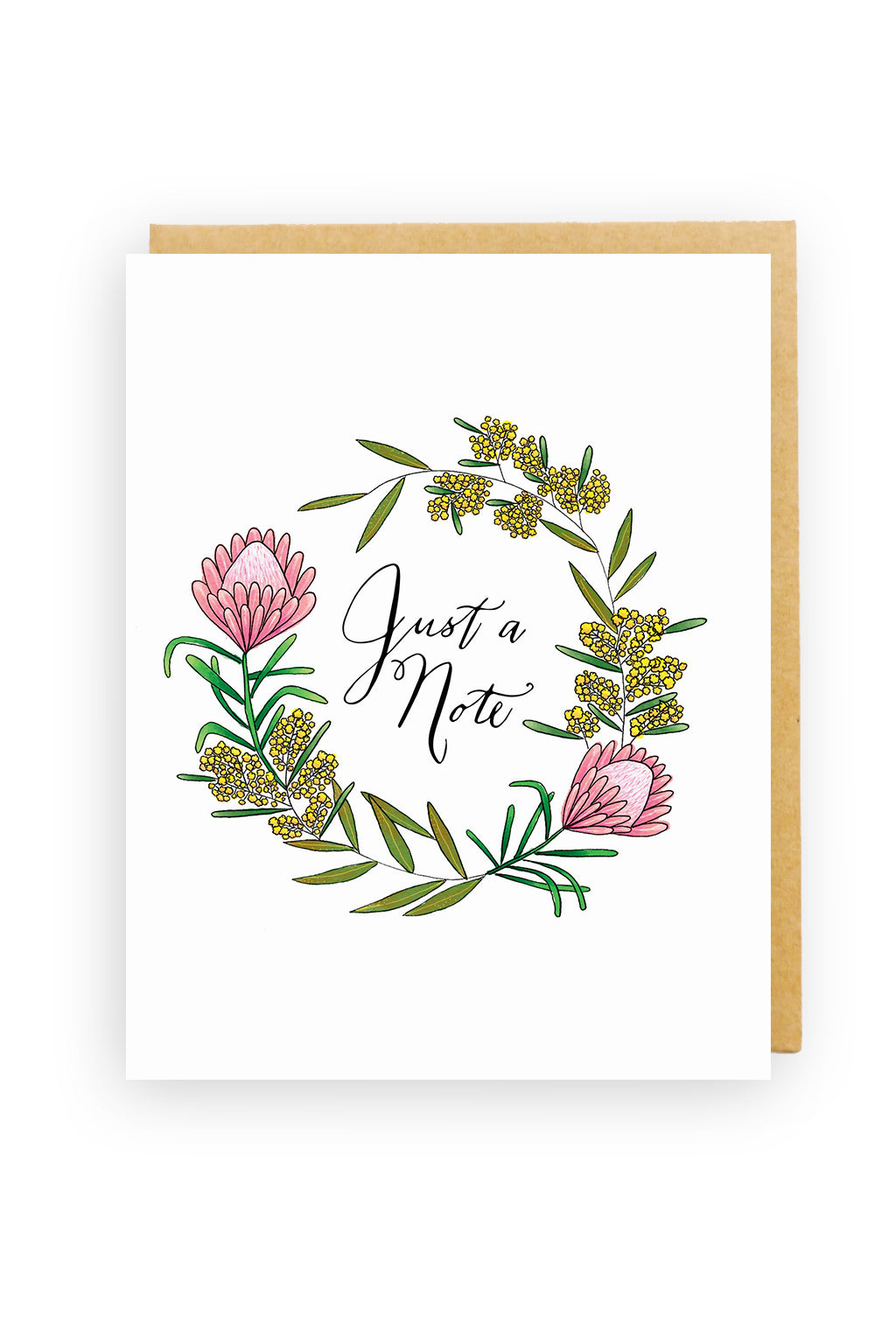 Squirrel Design Studio-Golden Wattle Wreath - Greeting Card-Mott and Mulberry