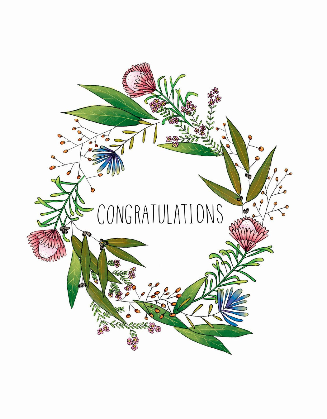 Squirrel Design Studio-Wax Flower Wreath - Congratulations Card-Mott and Mulberry