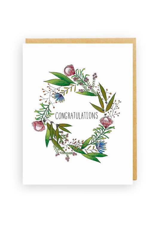 Squirrel Design Studio-Wax Flower Wreath - Congratulations Card-Mott and Mulberry