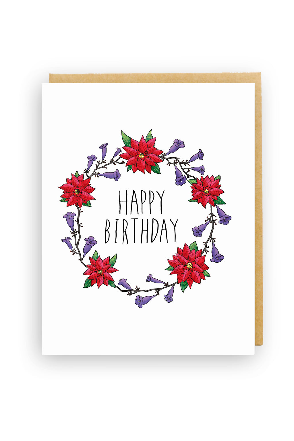 Squirrel Design Studio-Jacaranda & Poinsettia Wreath - Birthday Card-Mott and Mulberry