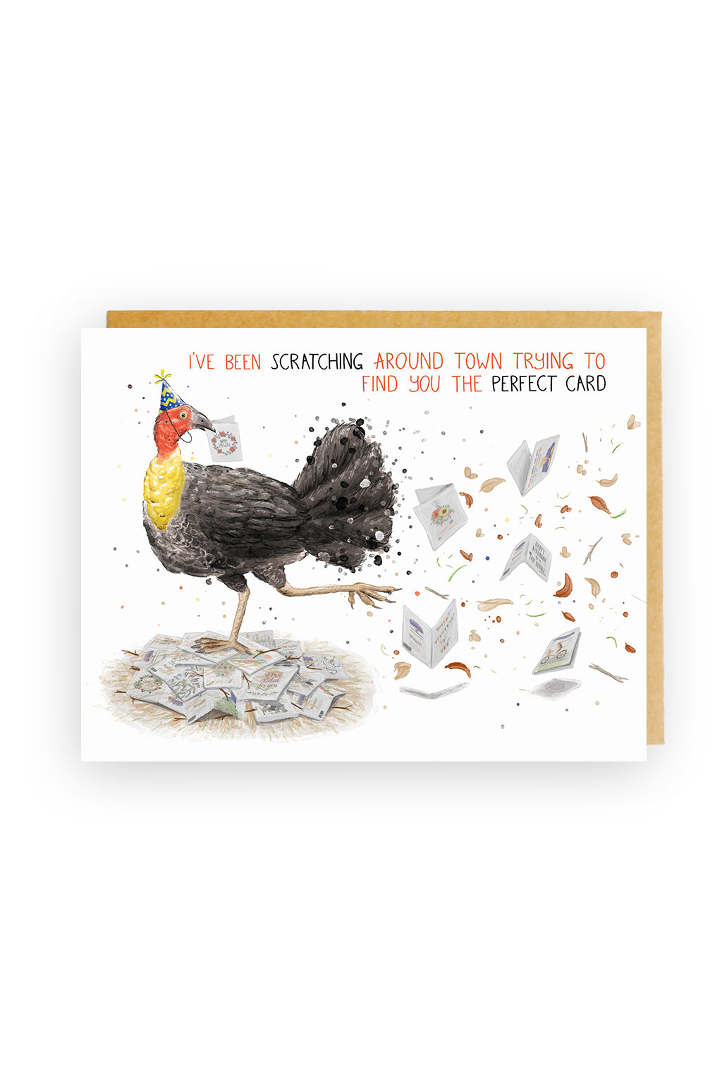 Squirrel Design Studio-Scratching Around Town Scrub Turkey - Birthday Card-Mott and Mulberry