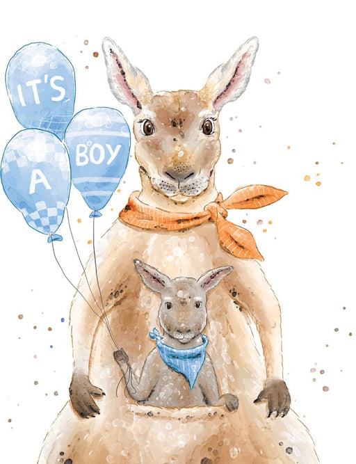 Squirrel Design Studio-Kangaroo & Joey It's A Boy - Baby Card-Mott and Mulberry