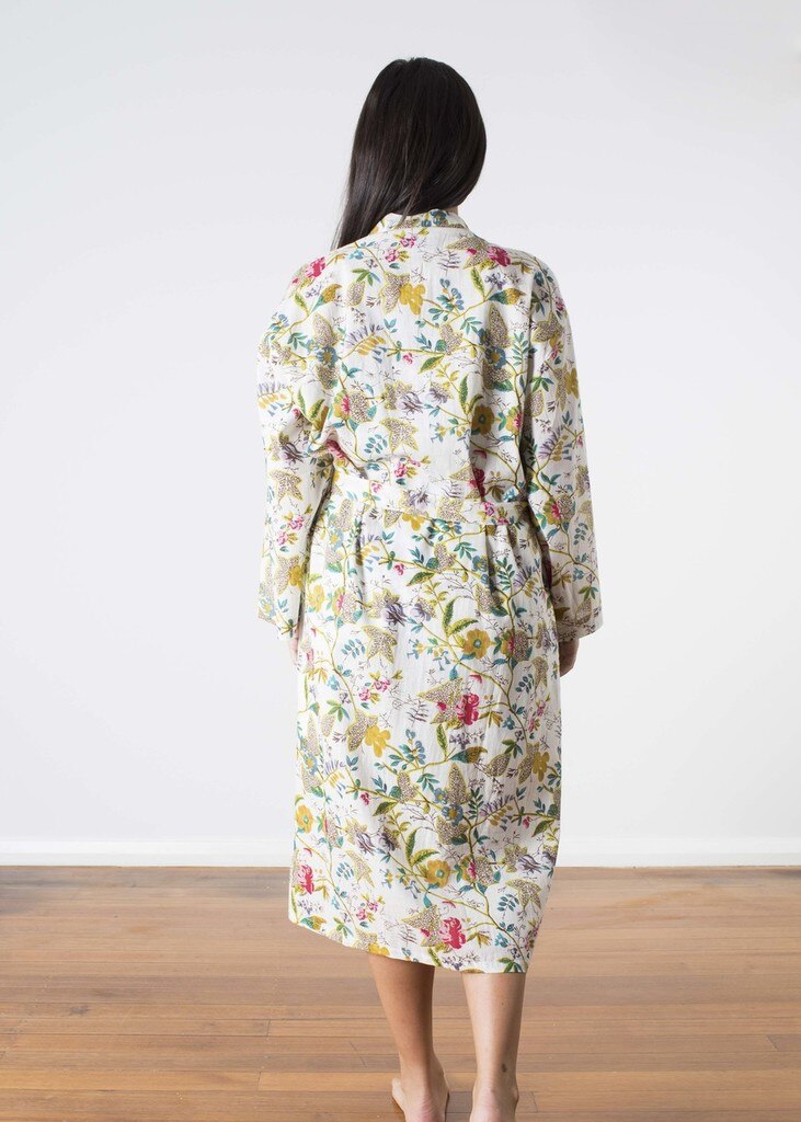 Linens Unlimited-Vivaan White long kimono-Mott and Mulberry
