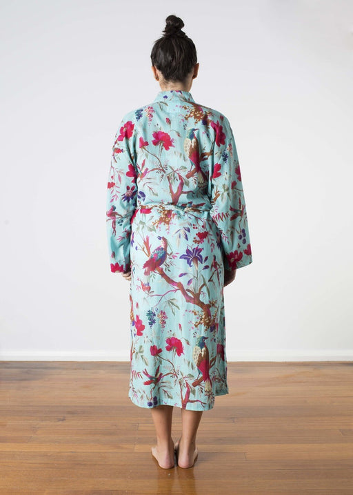 Linens Unlimited-Kimono bird print aqua-Mott and Mulberry