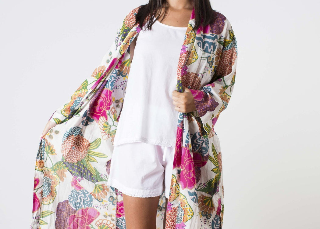 Linens Unlimited-Kimono samara white-Mott and Mulberry