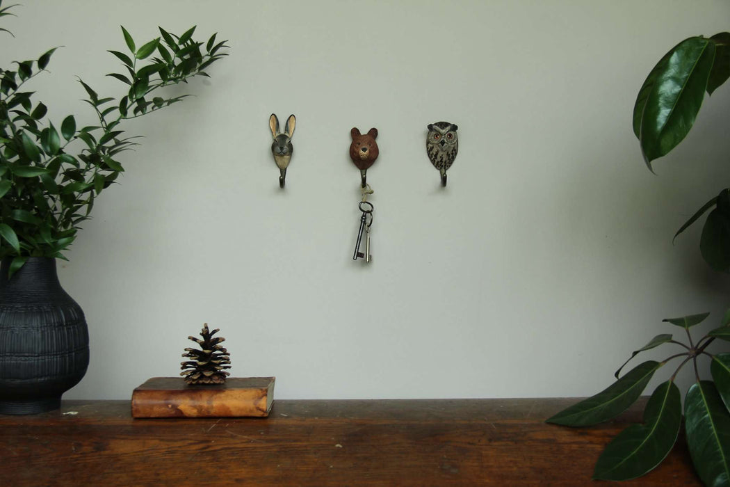 Hall and Wares-Hand Carved Owl Hook-Mott and Mulberry