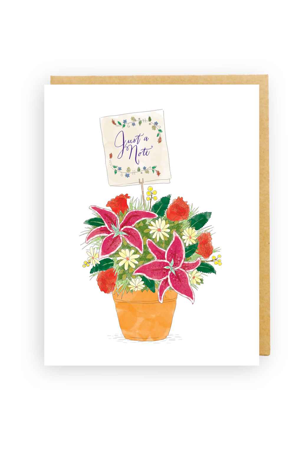 Squirrel Design Studio-Flowerpot Just A Note - Greeting Card-Mott and Mulberry