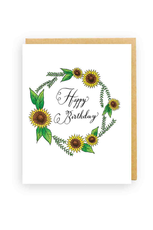 Squirrel Design Studio-Sunflower Wreath - Birthday Card-Mott and Mulberry