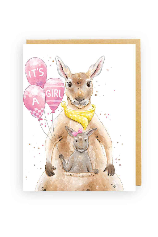 Squirrel Design Studio-Kangaroo & Joey It's A Girl - Baby Card-Mott and Mulberry