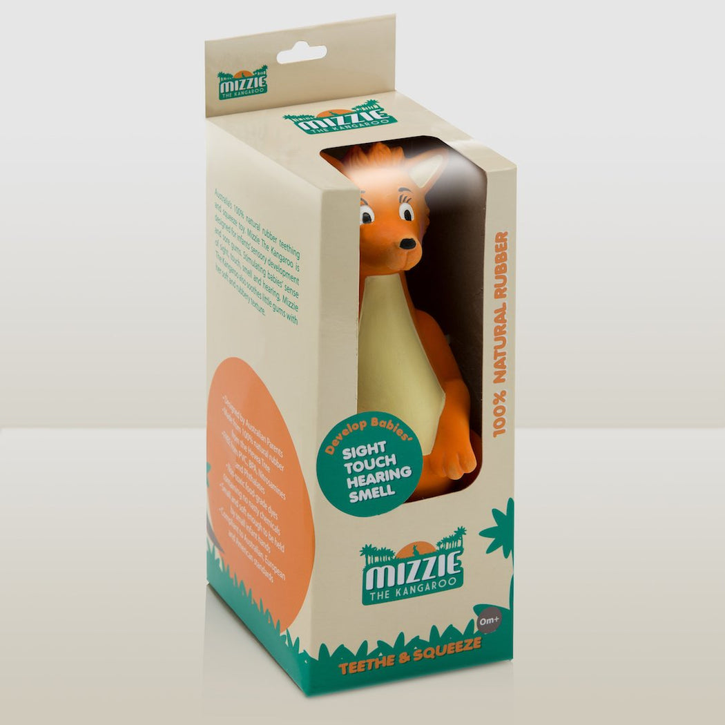 Mizzie The Kangaroo-Baby Teething Toy 100% Natural Rubber-Mott and Mulberry