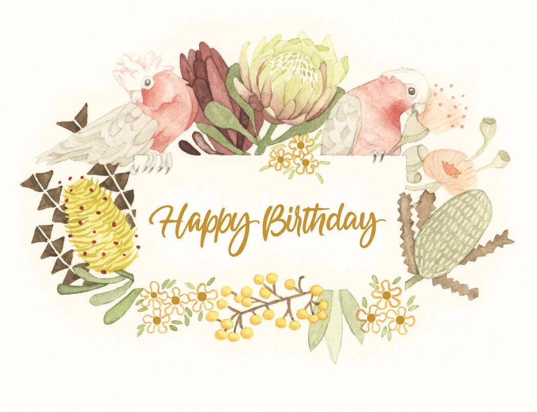 Squirrel Design Studio- Happy Birthday, Beautiful GOLD FOIL  - Greeting Card-Mott and Mulberry