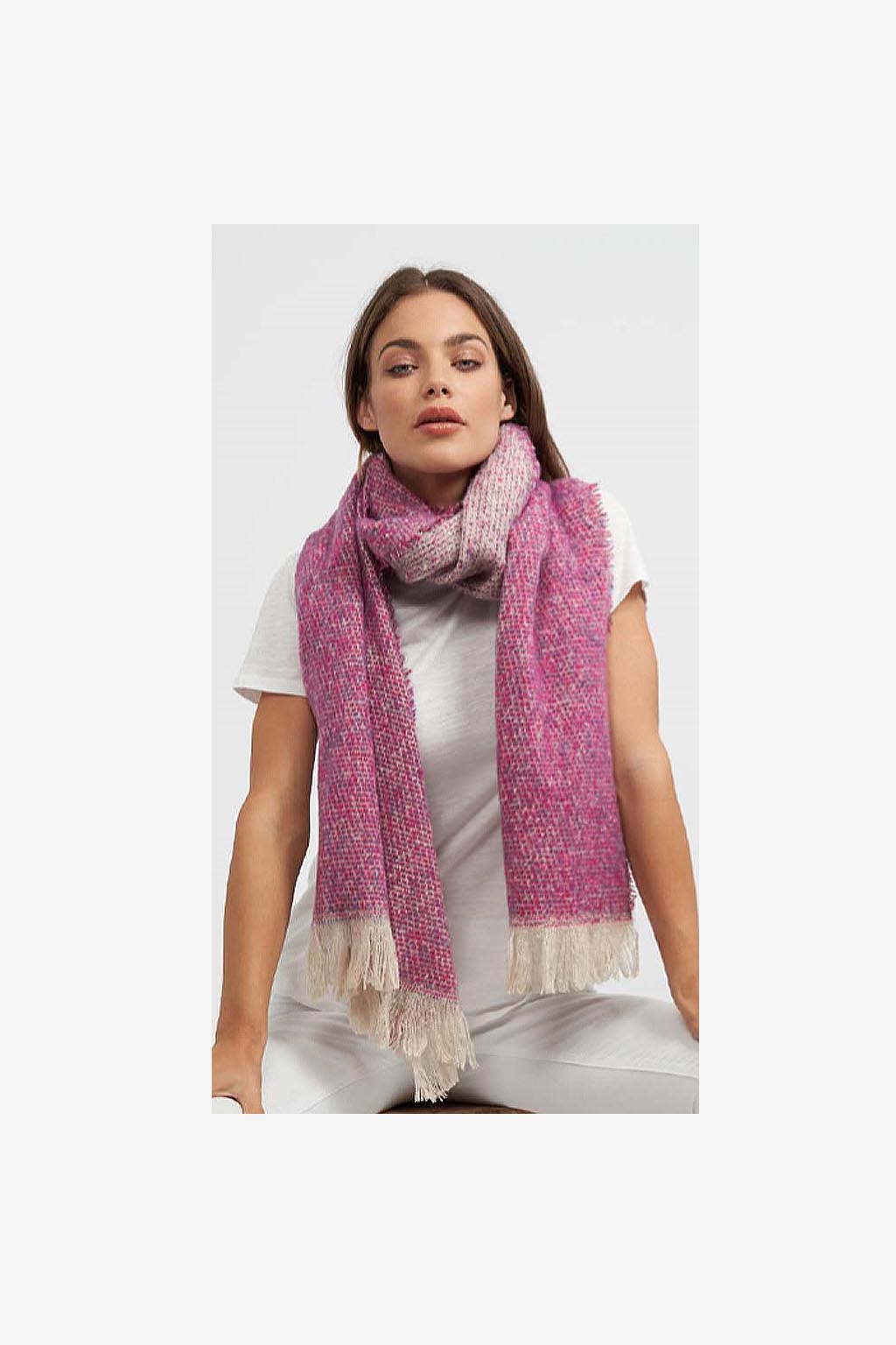 Rare Rabbit-Speckles with Natural Tassels Scarf - MAGENTA-Mott and Mulberry