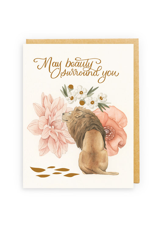 Squirrel Design Studio-Lion In The Meadow GOLD FOIL  - Greeting Card-Mott and Mulberry